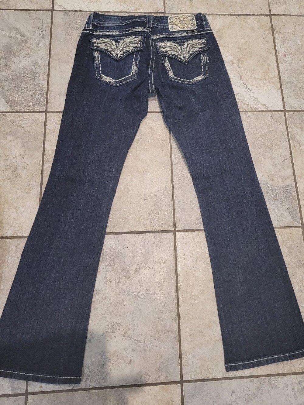 Miss Me Rhinestones Jeans**Mid Rise**Easy Boot** - Picture 3 of 11